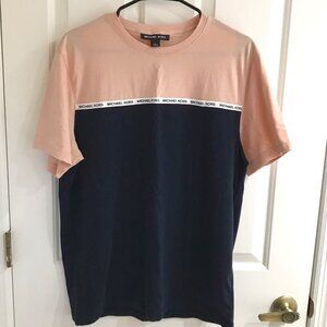 Michael Kors Black & Midnight Pink Crew Neck Casual Shirt L FLAWLESS